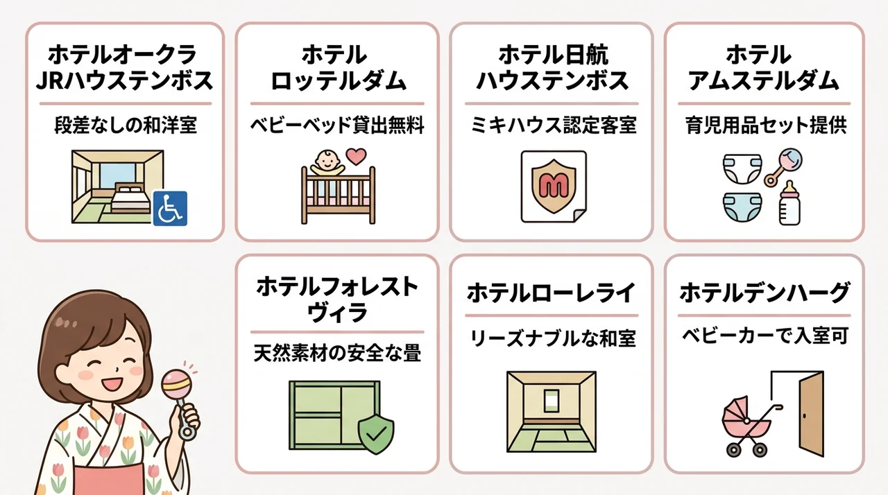 ハウステンボス周辺子連れファミリー赤ちゃん和室ホテル7選