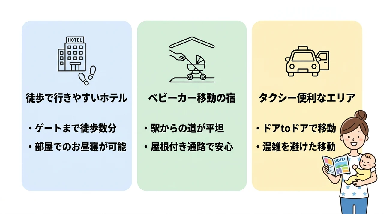 パークへのアクセスで比較する子連れ移動のポイント
