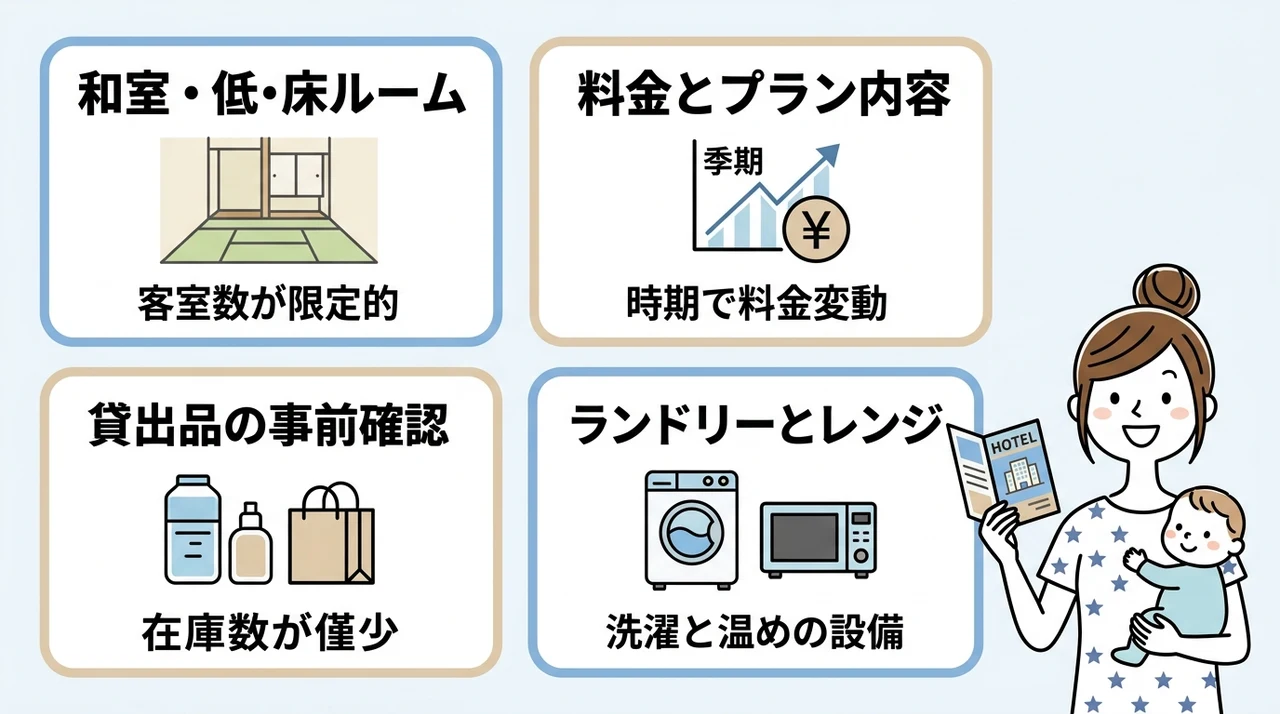 赤ちゃん連れの宿泊で知っておきたい予約前の注意点