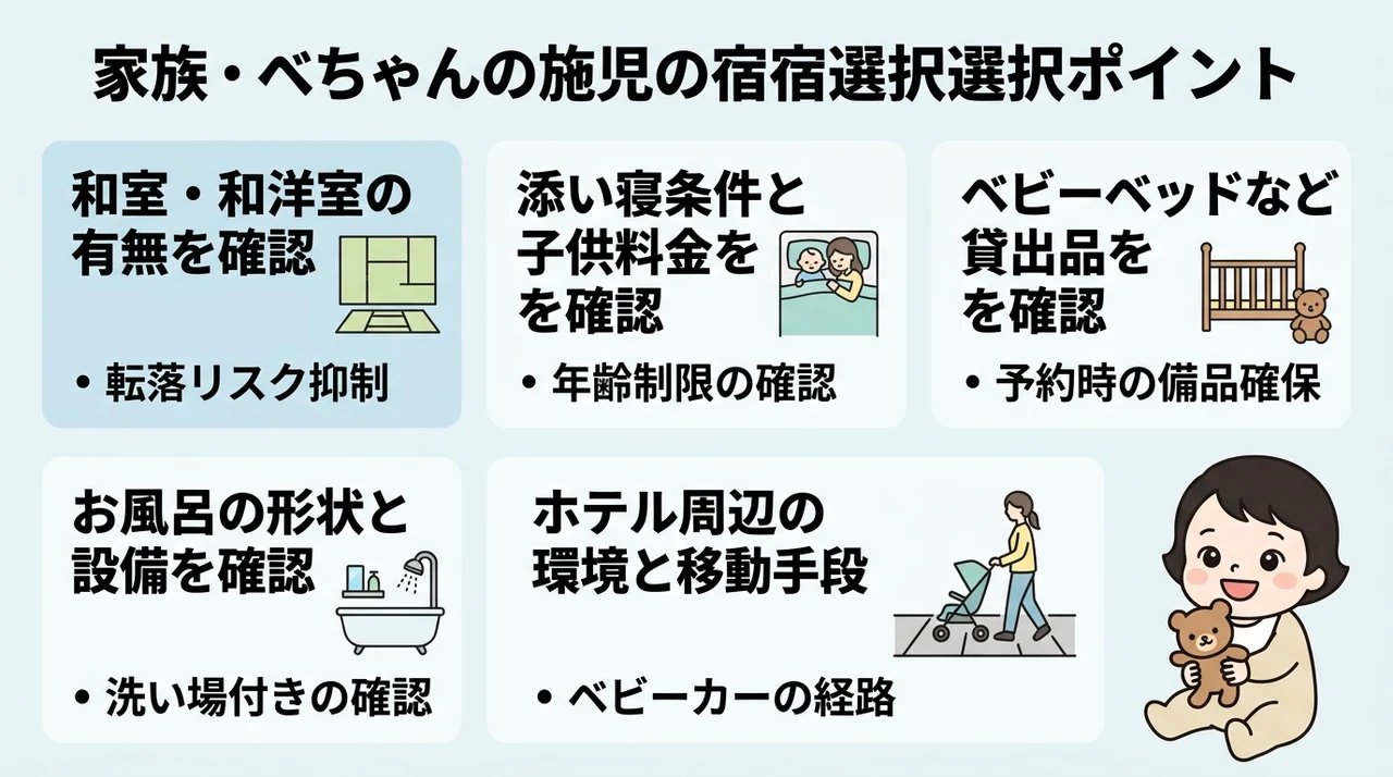 赤ちゃん連れ家族がホテルを選ぶ際の5つの重要チェックポイント