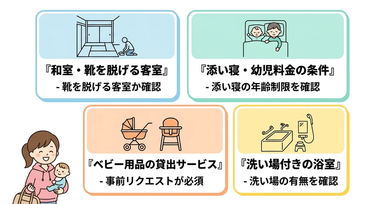 子連れ家族がホテルを選ぶ際に確認したい4つのポイント