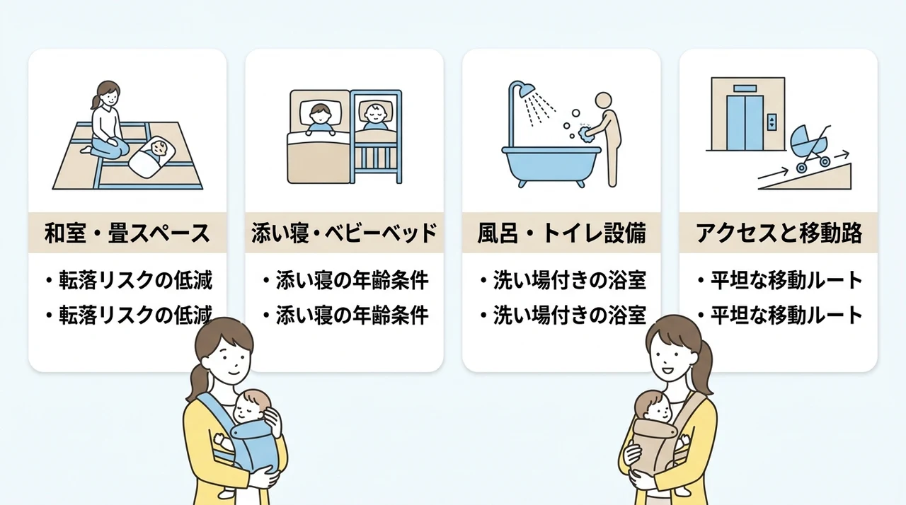 赤ちゃん連れがホテルを選ぶ際の4つのチェックポイント