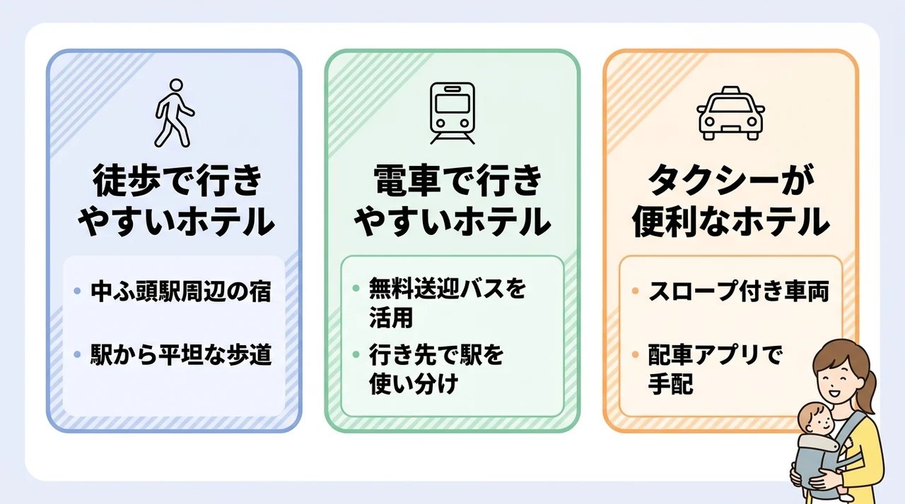 ベビーカーでも安心なATC周辺の移動手段