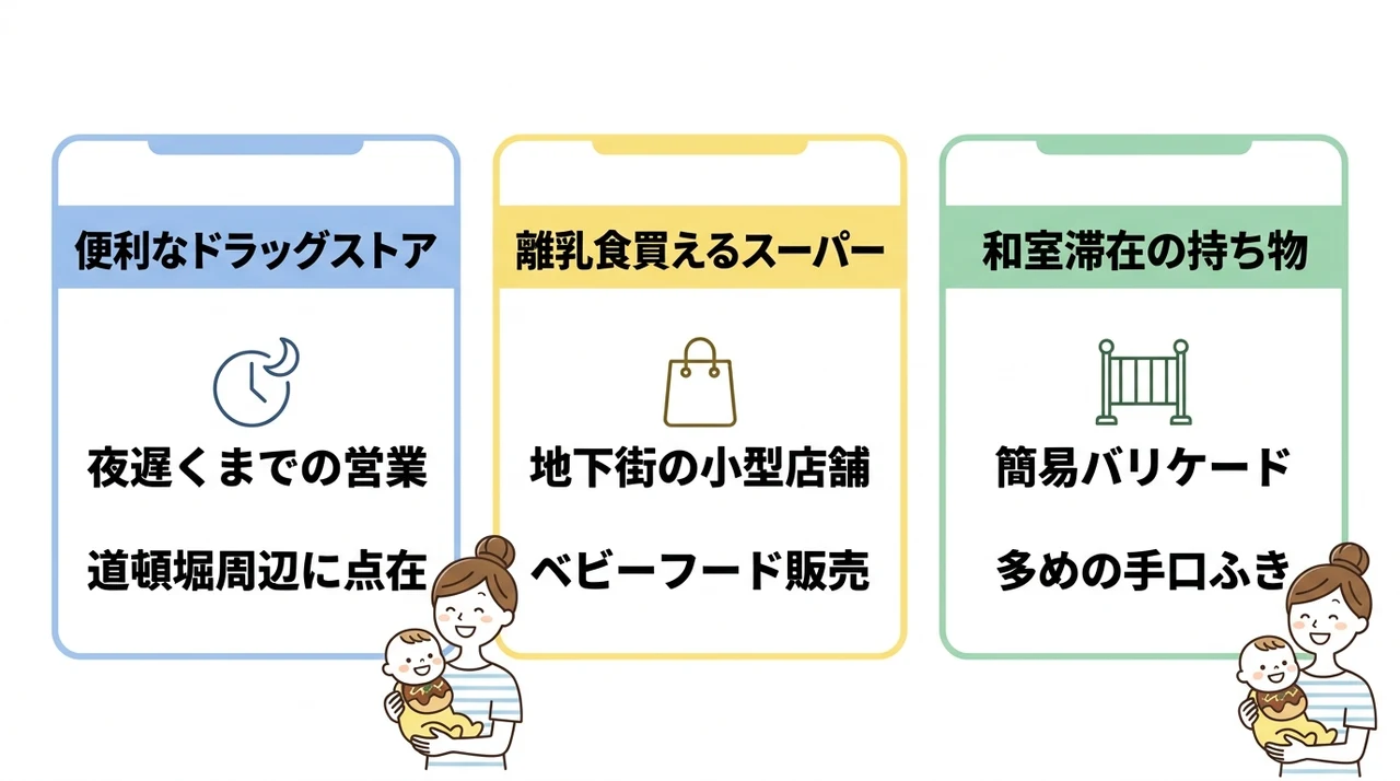 道頓堀周辺で知っておきたい子連れ便利情報