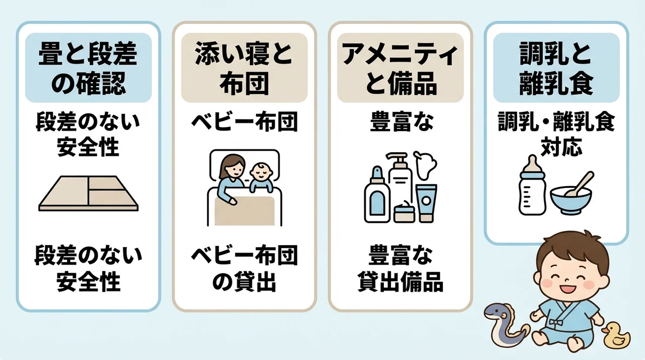 赤ちゃん連れ家族が和室ホテルを選ぶ際の4つの安心ポイント