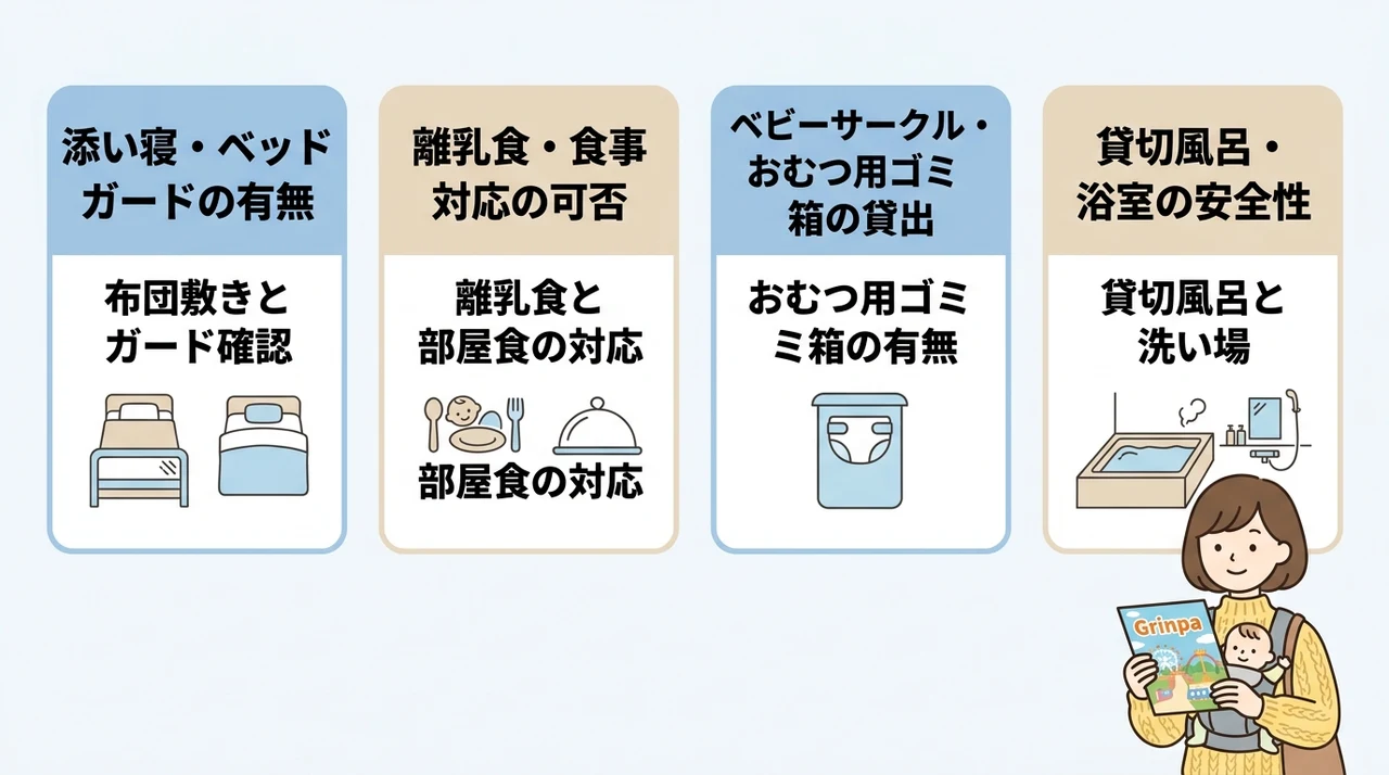 赤ちゃん連れ家族が和室ホテルを選ぶ際に確認すべき4つの設備