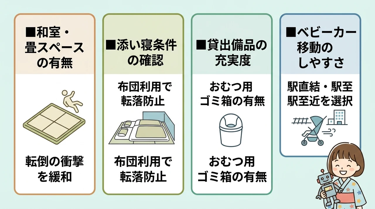 赤ちゃん連れに優しい和室・和洋室の選び方