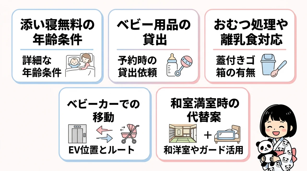 赤ちゃん連れ宿泊で確認したい5つのポイント