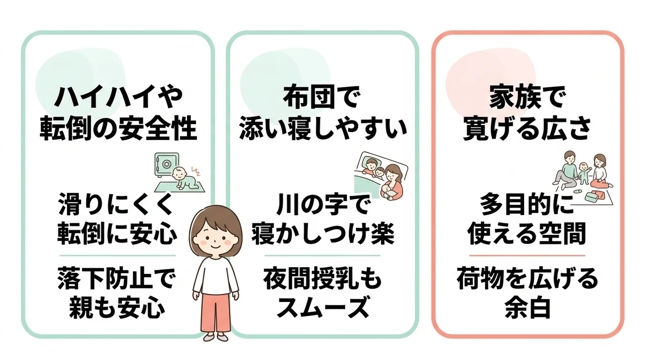 赤ちゃん連れに和室・畳スペースが最適な理由