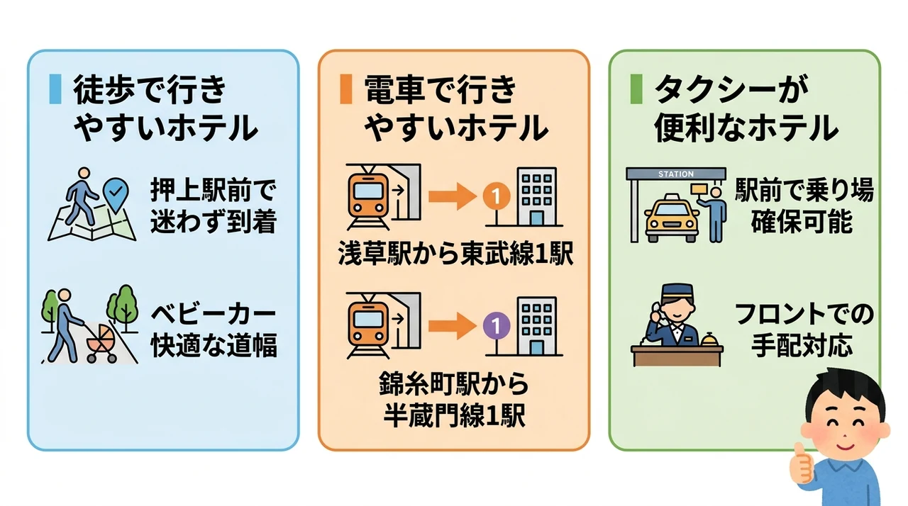 東京スカイツリー周辺の観光拠点へのアクセス