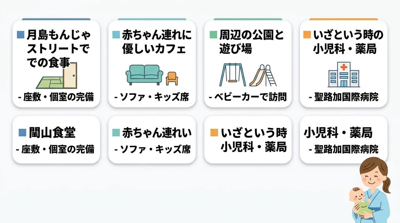 月島観光と組み合わせたい赤ちゃん連れに優しいスポット