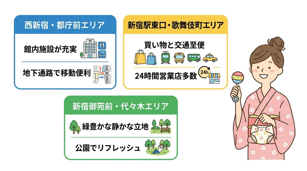 新宿エリア別に見るおすすめホテルの特徴