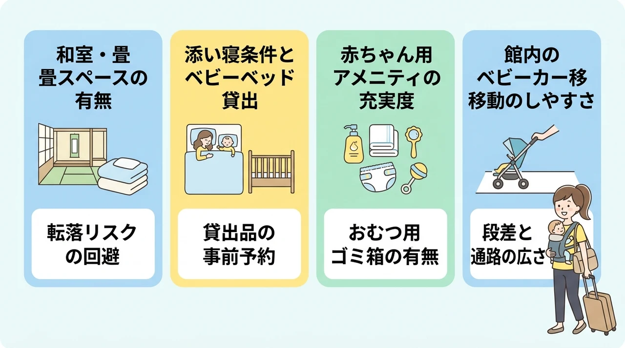 赤ちゃん連れ家族がホテルを選ぶ際に確認すべき4つの安心ポイント