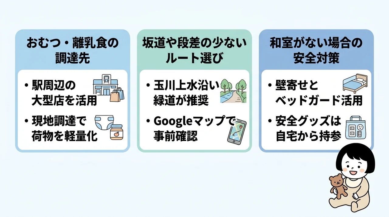 赤ちゃん連れの滞在を快適にする周辺環境