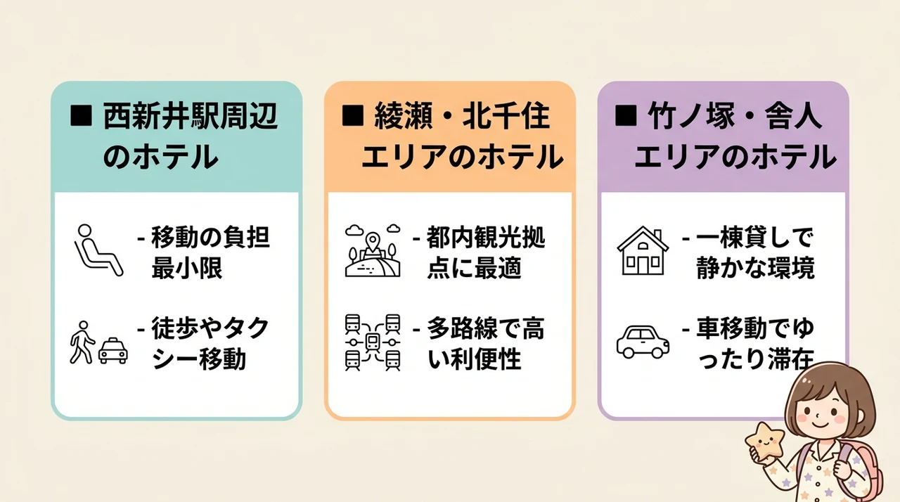 ギャラクシティへのアクセスで選ぶ宿泊エリア