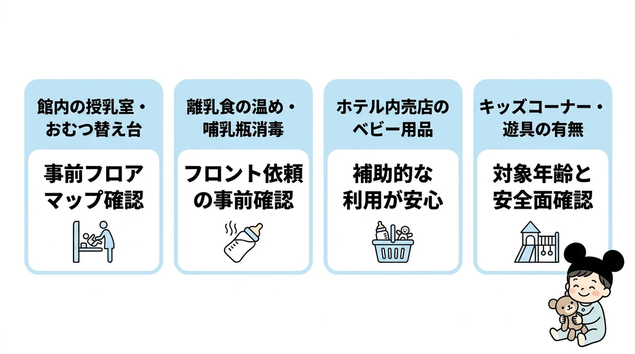 赤ちゃん連れが安心して過ごすためのホテル設備