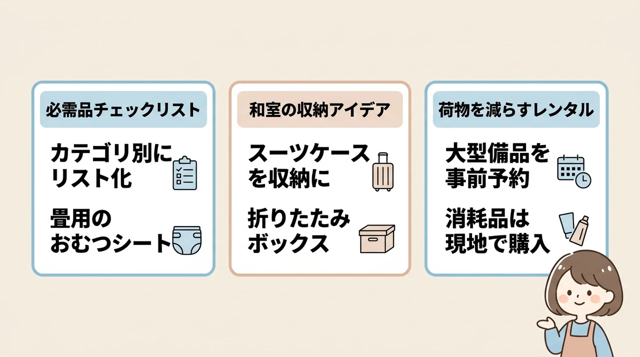 子連れ旅行の不安を解消する持ち物と収納術