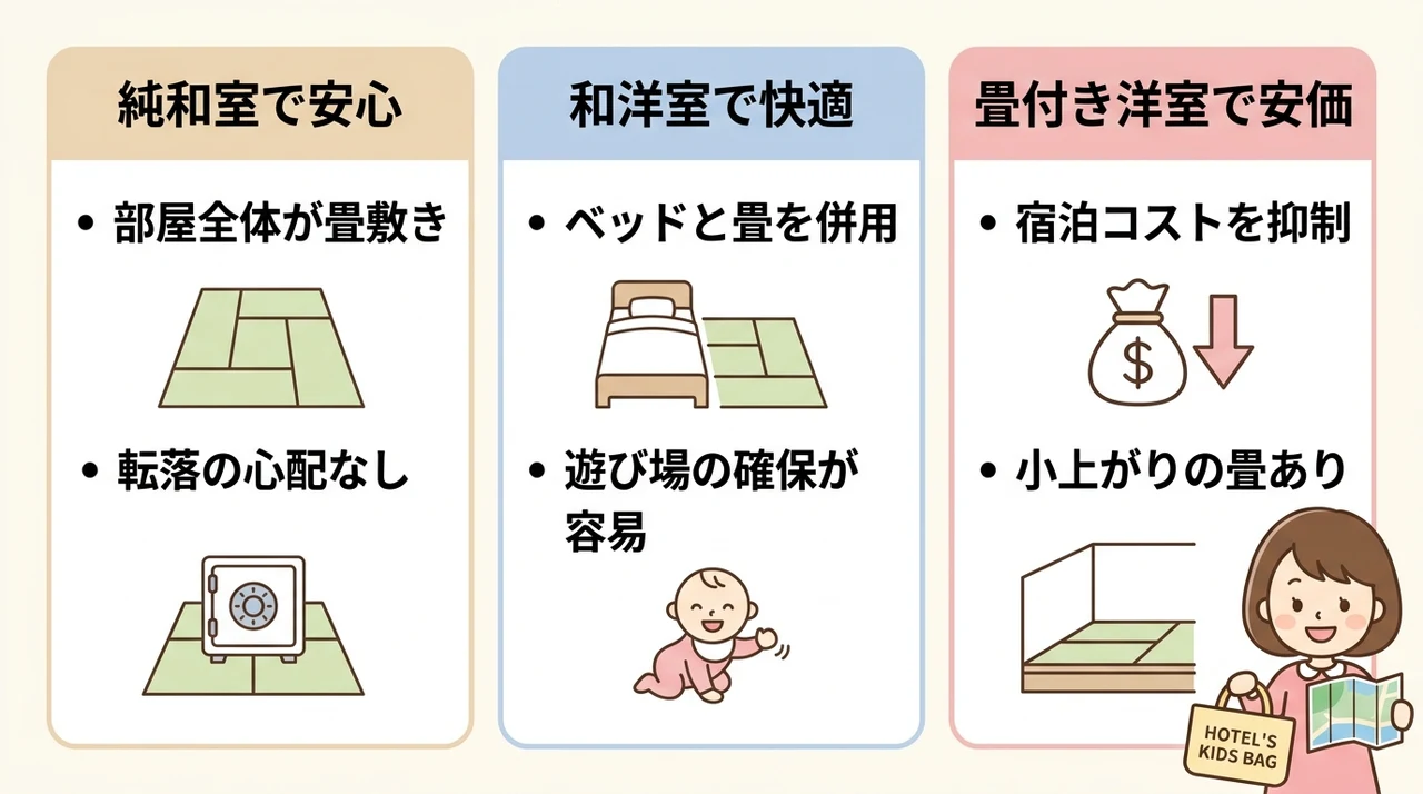 赤ちゃん連れが安心して過ごせる和室・和洋室のあるホテル