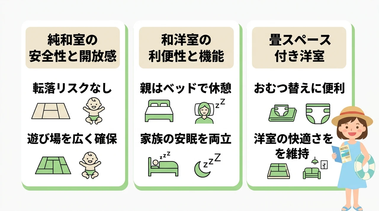 子連れホテル選びで比較したい客室タイプの特徴