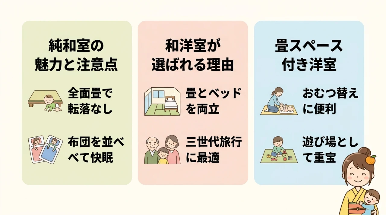 赤ちゃん連れが泊まる宿の客室タイプ別おすすめポイント