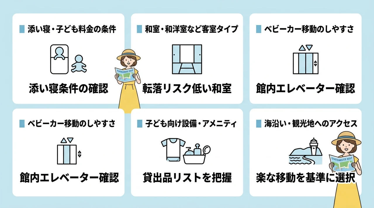 江ノ島で子連れに優しいホテルを選ぶ5つの基本条件