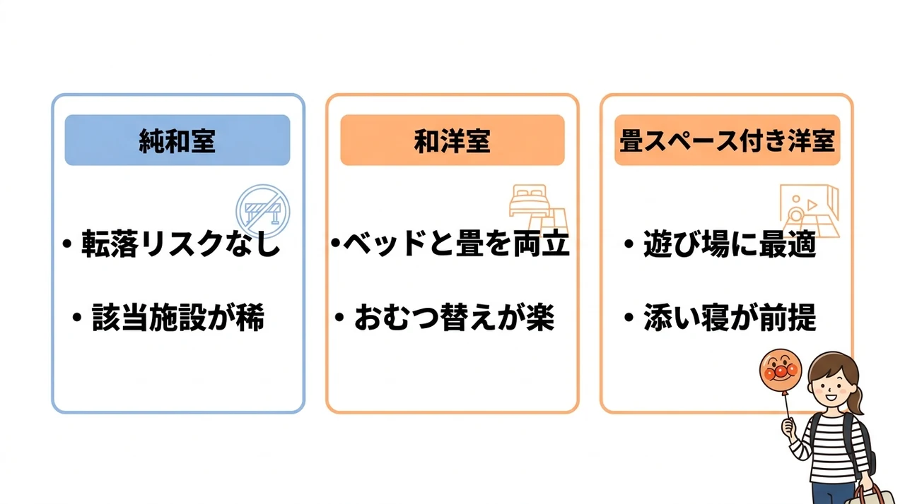 赤ちゃん連れ家族が安心して泊まれる客室タイプを徹底比較