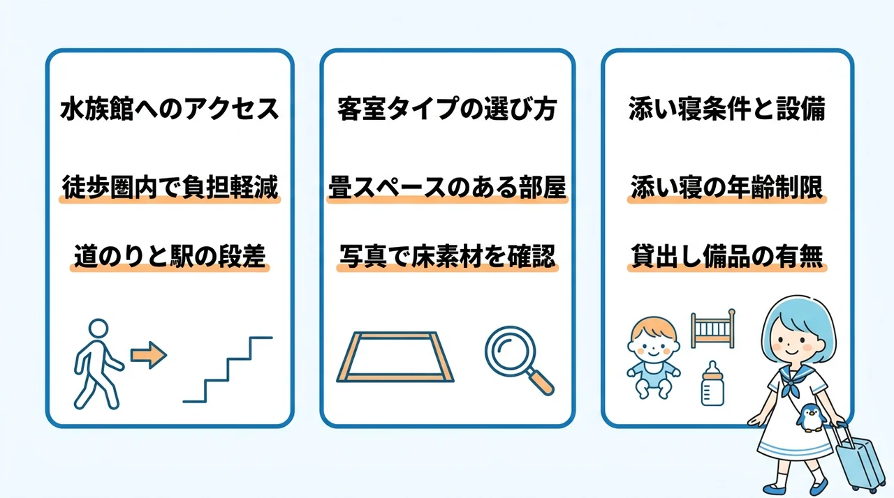 新江ノ島水族館周辺の子連れホテル選びで失敗しないための3つのポイント